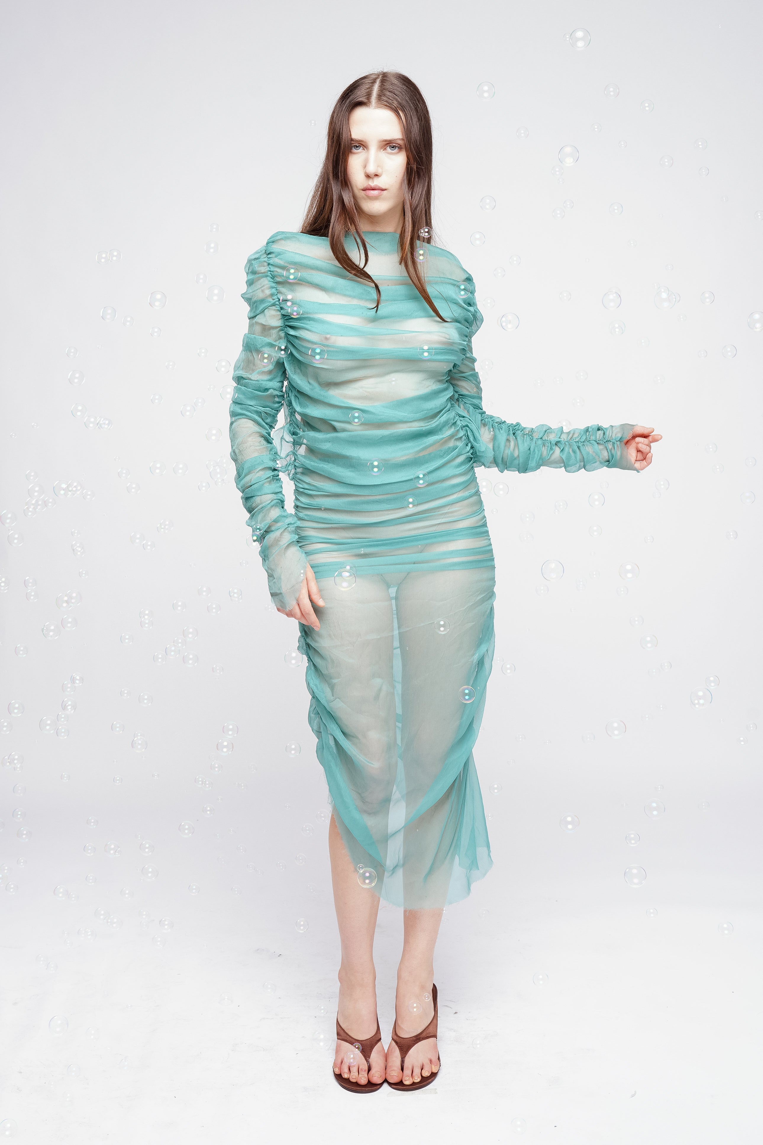 seaweed green dress Tyler McGillivary bandeau