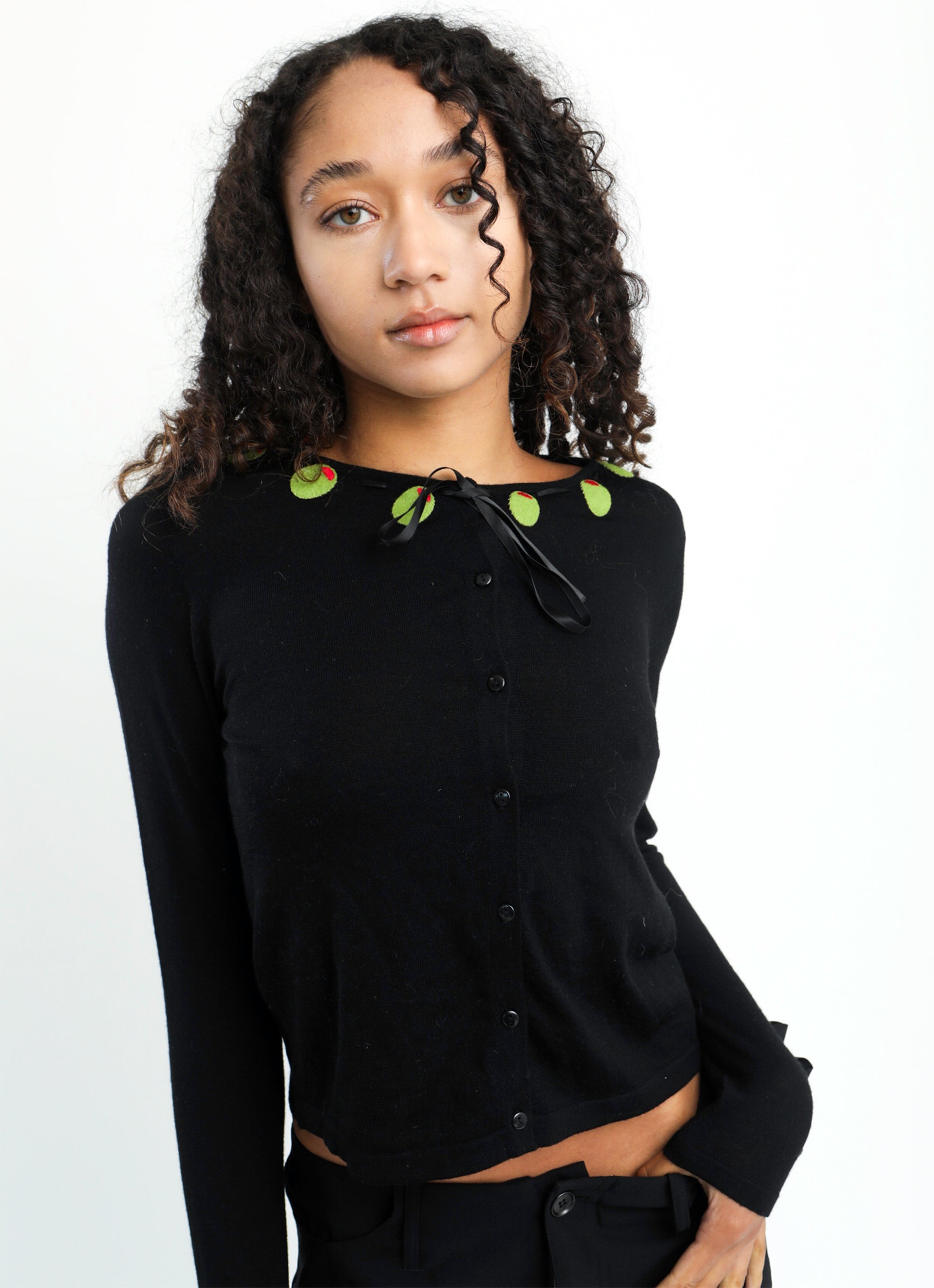 Olive Cardigan Runway Sample